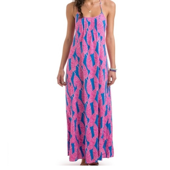 Vineyard Vines Palm Leaf Maxi Dress Size 4 - Picture 5 of 5